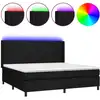 Image de vidaXL Lit Boxspring avec matelas & LED Noir 200x200 cm Tissu