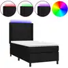 Image de vidaXL Lit Boxspring avec matelas & LED Noir 80x200 cm Tissu