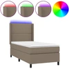 Image de vidaXL Lit Boxspring avec matelas & LED Taupe 90x200 cm Tissu