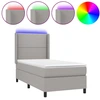 Image de vidaXL Lit Boxspring avec matelas & LED Gris clair 100x200 cm Tissu