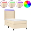 Image de vidaXL Lit Boxspring avec matelas & LED Crème 100x200 cm Tissu