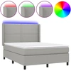 Image de vidaXL Lit boxspring avec matelas & LED gris clair 140x190 cm Tissu