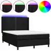 Image de vidaXL Lit Boxspring avec matelas & LED Noir 140x190 cm Tissu