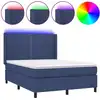 Image de vidaXL Lit Boxspring avec matelas & LED Bleu 140x190 cm Tissu