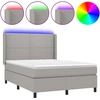 Image de vidaXL Lit Boxspring avec matelas & LED Gris clair 140x200 cm Tissu