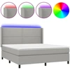 Image de vidaXL Lit boxspring avec matelas & LED gris clair 180x200 cm Tissu