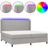 Image de vidaXL Lit boxspring avec matelas & LED gris clair 200x200 cm Tissu