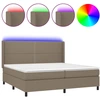 Image de vidaXL Lit Boxspring avec matelas & LED Taupe 200x200 cm Tissu