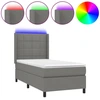 Image de vidaXL Lit boxspring avec matelas & LED gris foncé 90x200 cm Tissu