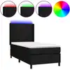Image de vidaXL Lit Boxspring avec matelas & LED Noir 90x200 cm Tissu