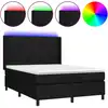 Image de vidaXL Lit Boxspring avec matelas & LED Noir 140x200 cm Tissu
