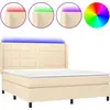 Image de vidaXL Lit Boxspring avec matelas & LED Crème 160x200 cm Tissu