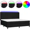 Image de vidaXL Lit Boxspring avec matelas & LED Noir 200x200 cm Tissu