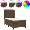 Image de vidaXL Lit Boxspring avec matelas & LED Marron foncé 80x200 cm Tissu