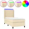 Image de vidaXL Lit Boxspring avec matelas & LED Crème 80x200 cm Tissu