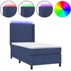 Image de vidaXL Lit Boxspring avec matelas & LED Bleu 80x200 cm Tissu
