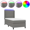 Image de vidaXL Lit boxspring avec matelas & LED gris foncé 90x200 cm Tissu