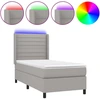 Image de vidaXL Lit Boxspring avec matelas & LED Gris clair 100x200 cm Tissu