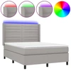 Image de vidaXL Lit boxspring avec matelas & LED gris clair 140x190 cm Tissu