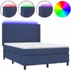 Image de vidaXL Lit Boxspring avec matelas & LED Bleu 140x190 cm Tissu