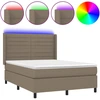 Image de vidaXL Lit Boxspring avec matelas & LED Taupe 140x200 cm Tissu
