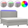 Image de vidaXL Lit boxspring avec matelas & LED gris clair 160x200 cm Tissu