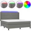 Image de vidaXL Lit boxspring avec matelas & LED gris foncé 160x200 cm Tissu