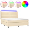 Image de vidaXL Lit Boxspring avec matelas & LED Crème 160x200 cm Tissu
