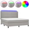 Image de vidaXL Lit boxspring avec matelas & LED gris clair 180x200 cm Tissu