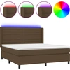 Image de vidaXL Lit Boxspring avec matelas & LED Marron foncé 180x200 cm Tissu
