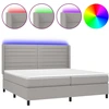 Image de vidaXL Lit boxspring avec matelas & LED gris clair 200x200 cm Tissu