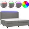 Image de vidaXL Lit boxspring avec matelas & LED gris foncé 200x200 cm Tissu