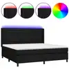 Image de vidaXL Lit Boxspring avec matelas & LED Noir 200x200 cm Tissu
