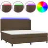 Image de vidaXL Lit Boxspring avec matelas & LED Marron foncé 200x200 cm Tissu