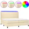 Image de vidaXL Lit boxspring avec matelas & LED Crème 200x200 cm Tissu