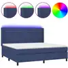 Image de vidaXL Lit Boxspring avec matelas & LED Bleu 200x200 cm Tissu