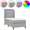 Image de vidaXL Lit boxspring avec matelas & LED gris clair 90x200 cm Tissu