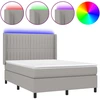 Image de vidaXL Lit Boxspring avec matelas & LED Gris clair 140x200 cm Tissu