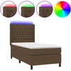 Image de vidaXL Lit Boxspring avec matelas & LED Marron foncé 80x200 cm Tissu