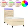 Image de vidaXL Lit Boxspring avec matelas & LED Crème 100x200 cm Tissu