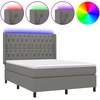Image de vidaXL Lit boxspring avec matelas & LED gris foncé 140x190 cm Tissu