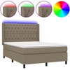 Image de vidaXL Lit boxspring avec matelas & LED Taupe 140x190 cm Tissu