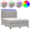 Image de vidaXL Lit Boxspring avec matelas & LED Gris clair 140x200 cm Tissu