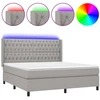 Image de vidaXL Lit boxspring avec matelas & LED gris clair 160x200 cm Tissu