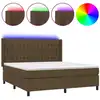 Image de vidaXL Lit Boxspring avec matelas & LED Marron foncé 180x200 cm Tissu