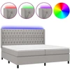Image de vidaXL Lit boxspring avec matelas & LED gris clair 200x200 cm Tissu
