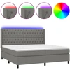 Image de vidaXL Lit boxspring avec matelas & LED gris foncé 200x200 cm Tissu
