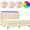 Image de vidaXL Lit boxspring avec matelas & LED Crème 200x200 cm Tissu