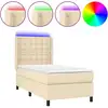 Image de vidaXL Lit Boxspring avec matelas & LED Crème 80x200 cm Tissu