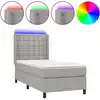 Image de vidaXL Lit boxspring avec matelas & LED gris clair 90x200 cm Tissu